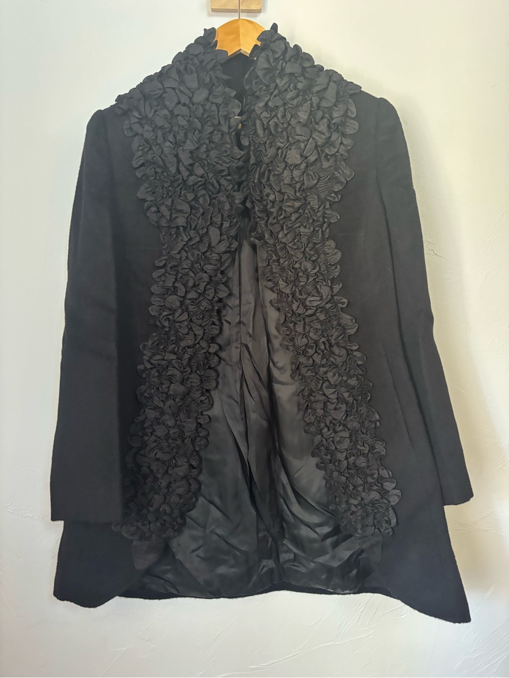 Vintage Liliana Castellanos Baby Alpaca Merino Wool Coat Ruffle Trim Sz 8